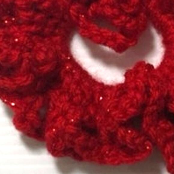 NWT Red Sparkly Handmade Crocheted Hair Scrunchie by Dawny - Picture 3 of 3